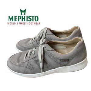 Mephisto Women's Rebeca Grey Leather Perforated Sneakers 9.5